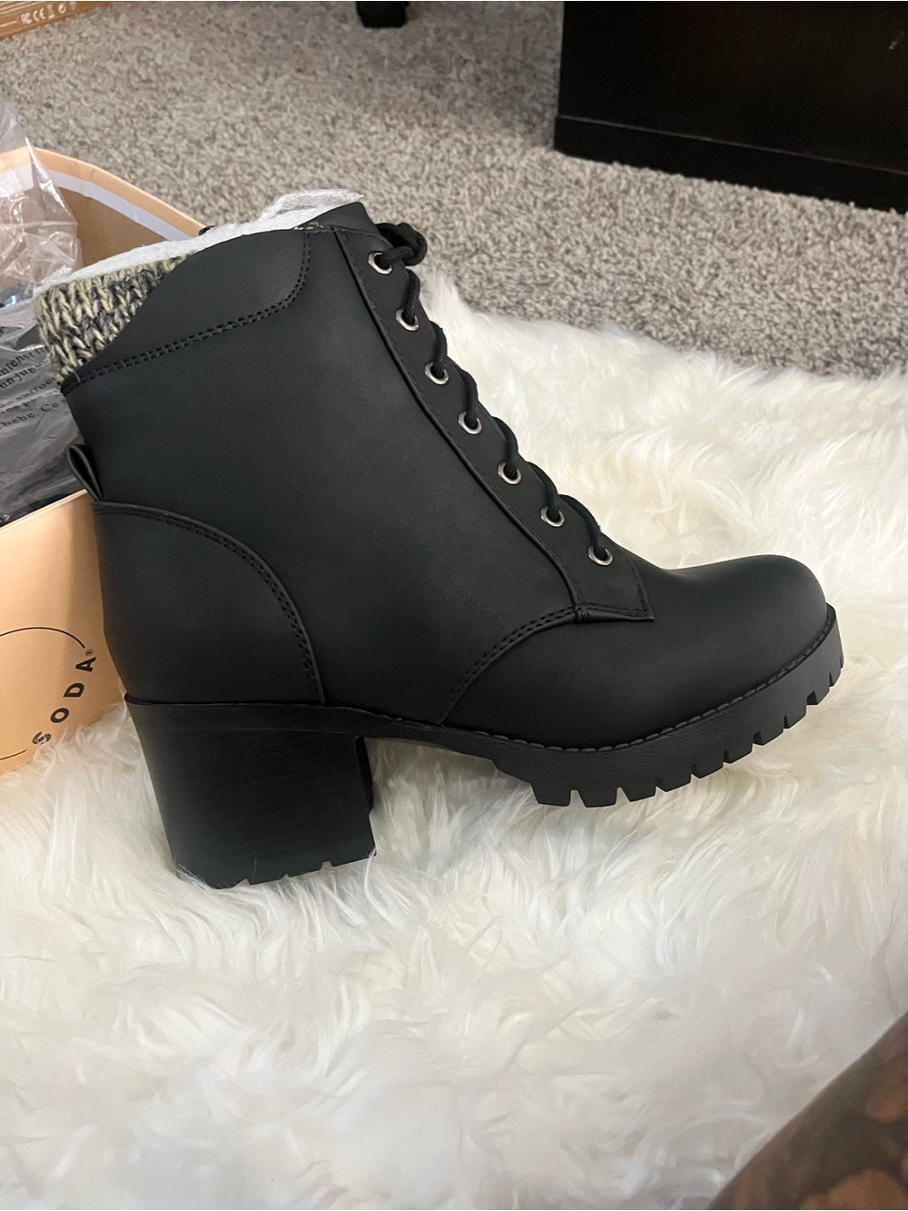 Madden Women’s Black Lace-Up Block Heel Ankle Boots